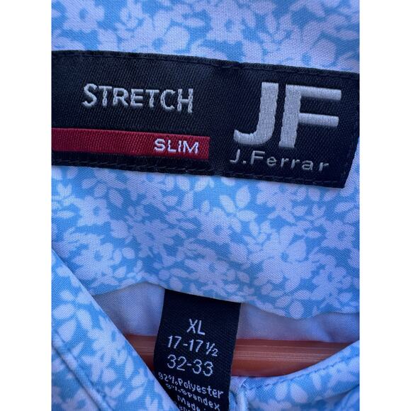 J Ferrar Mens XL PolyCotton Slim Stretch Floral Long Sleeve Button Up Shirt - Picture 3 of 7